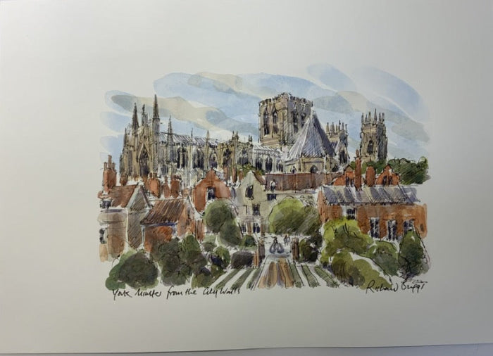 York Minster From The City Walls,  York, Richard Briggs ORIGINAL WATERCOLOUR