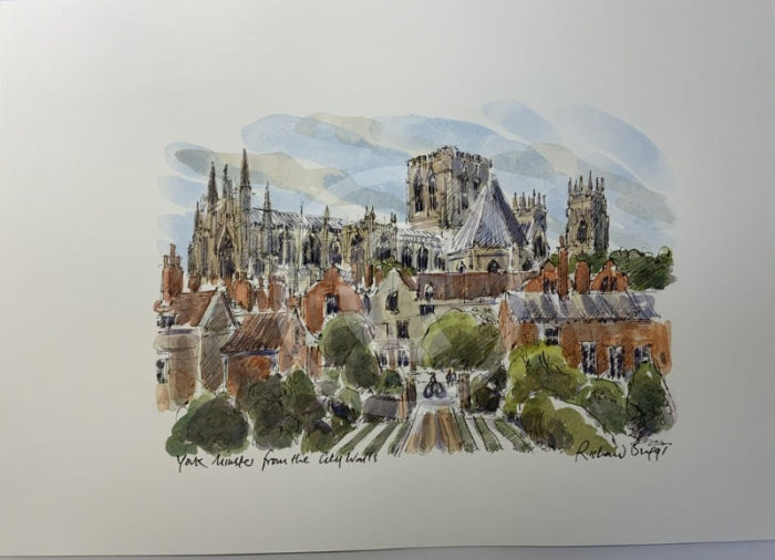York Minster From The City Walls,  York, Richard Briggs ORIGINAL WATERCOLOUR