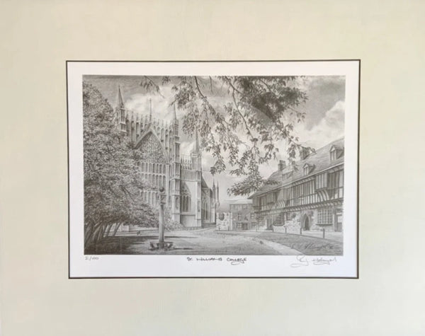 St William’s College black and white print of York by R.J. Holrord