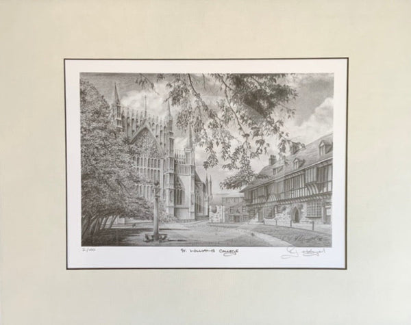 St William’s College black and white print of York by R.J. Holrord
