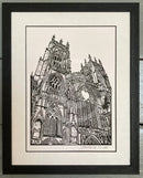 York Minster, Hand Printed Linocut by Drawneup Framed 