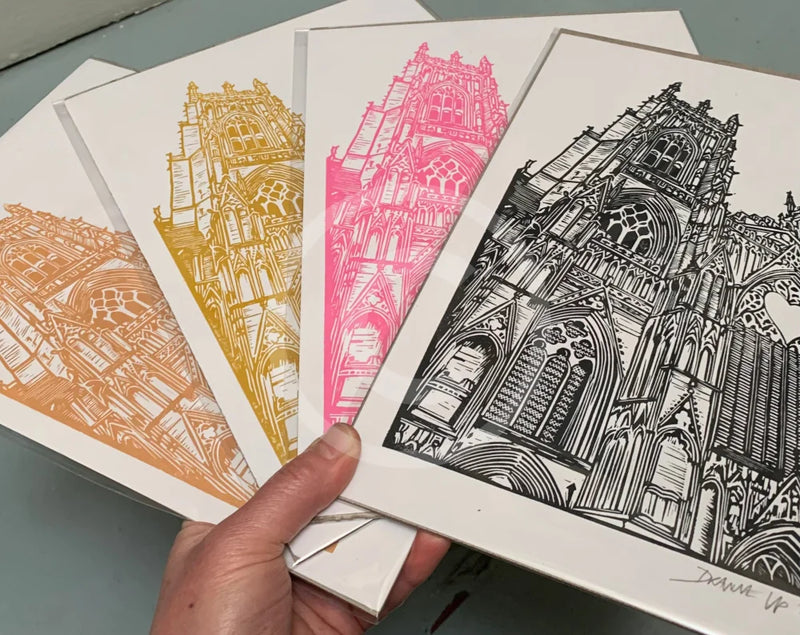 York Minster, The Heart of Yorkshire - Hand Printed Linocut by Drawneup - colour variants