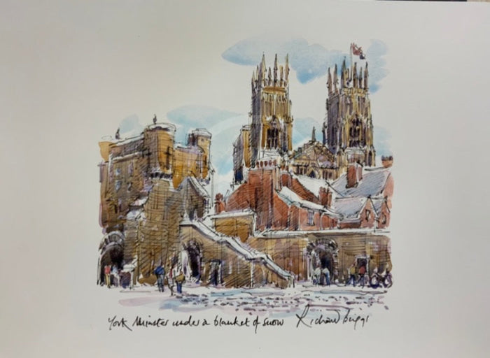 York Minster Under A Blanket Of Snow - Richard Briggs ORIGINAL WATERCOLOUR of York
