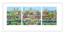 York triptych art print by Linda Mellin. Three colourful contemporary views of the City of York encompassing all your favourite landmarks perfect for modern home decor. 