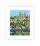 York (West Wing) a contemporary cityscape of the historic City of York by Linda Mellin. A colourful modern art print for the home features York Minster & Museum Gardens. 

