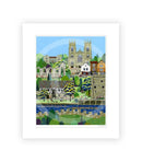 York (West Wing) a contemporary cityscape of the historic City of York by Linda Mellin. A colourful modern art print for the home features York Minster & Museum Gardens. 
