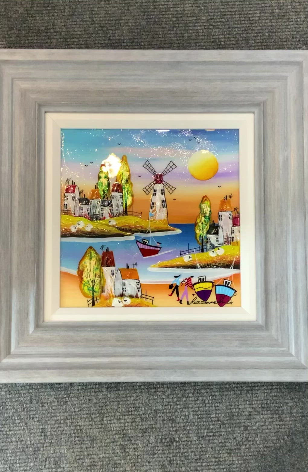 A Day At The Beach (10x10") ORIGINAL PAINTING by Rozanne Bell