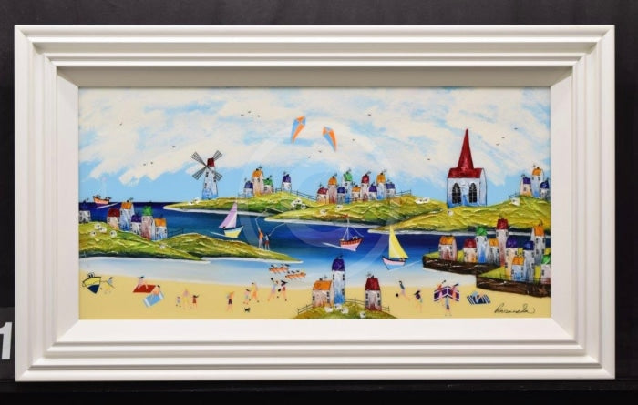 A Day At The Beach Ii (18X36) Original Painting By Rozanne Bell