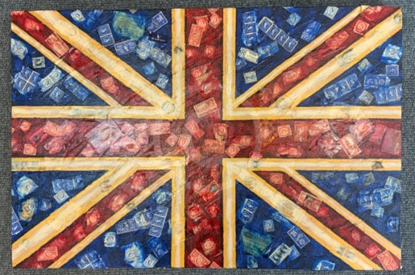 Jubilee Jamboree - Original Oil Painting By Eva Alexander Embellished With Postage Stamps