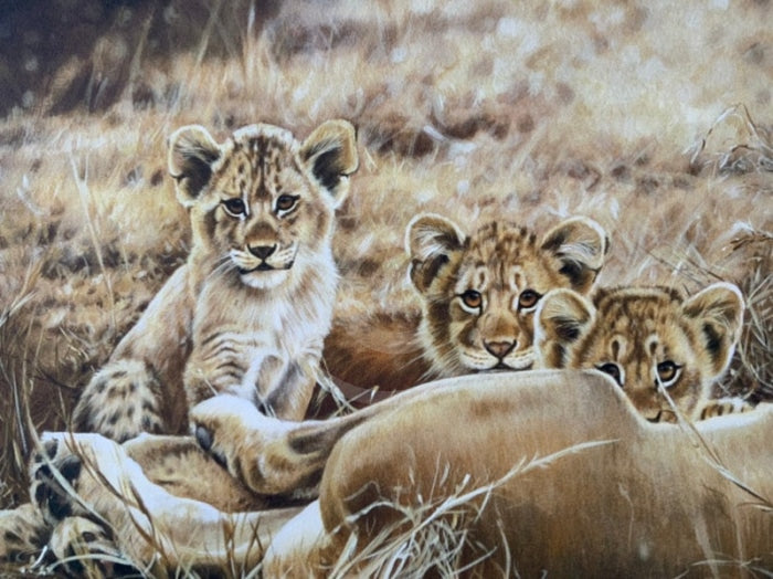 Lioness & Cubs, Limited Edition Wildlife Big Cat Print by Lyndsey Selley