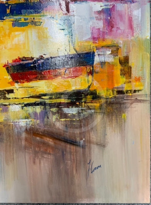 J Comera Coastal Harbour (30X30) Original Painting Canvas