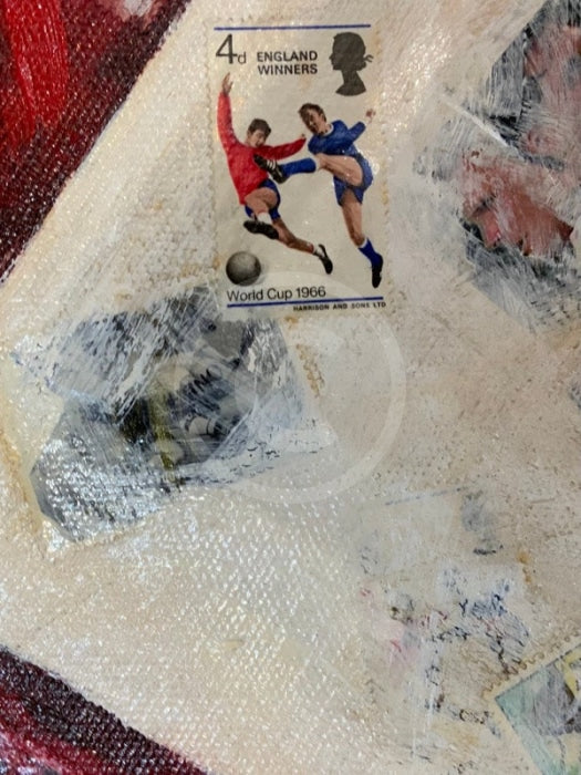 My England Scrapbook Ii - Original Mixed Media Painting By Eva Alexander Embellished With Postage