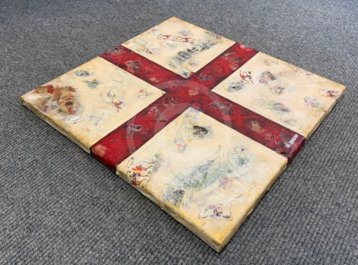 My England Scrapbook Ii - Original Mixed Media Painting By Eva Alexander Embellished With Postage