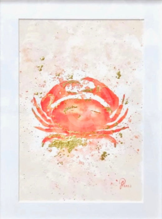 Oceanic Crab - limited edition with gold leaf by Janine Lees