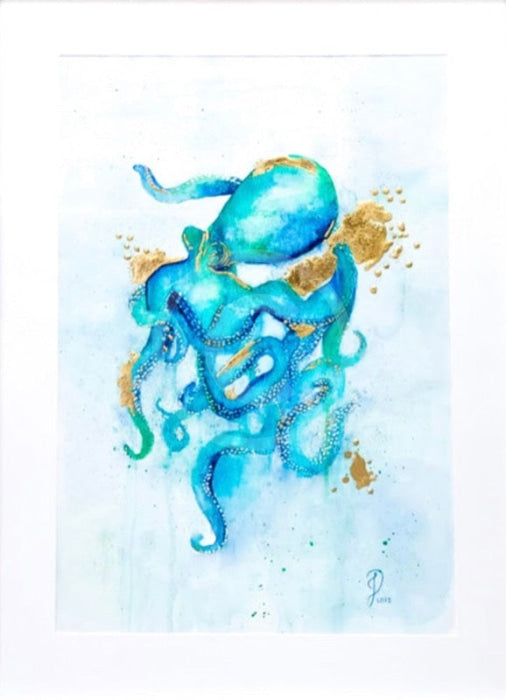 Oceanic Octopus - limited edition with gold leaf by Janine Lees