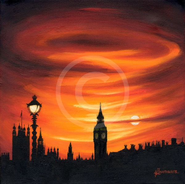 Sanguine Sunset, Embankment at Westminster by Mark Braithwaite