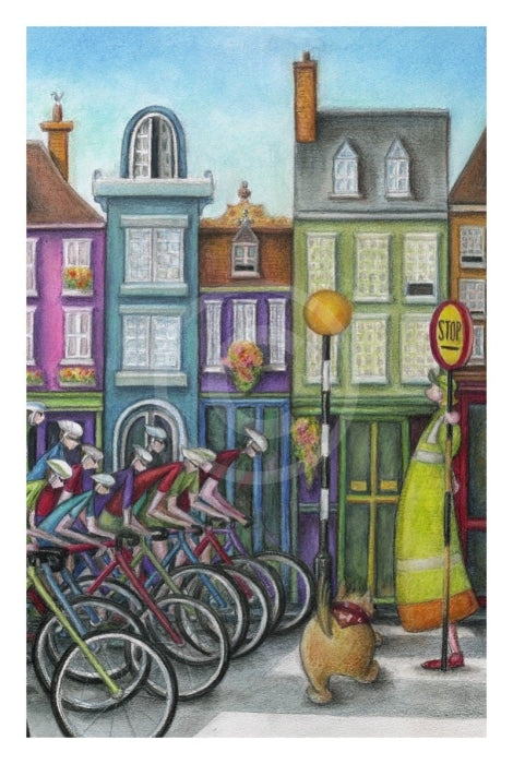 Take Your Time limited edition print by Dotty Earl, Fun cyclist picture 