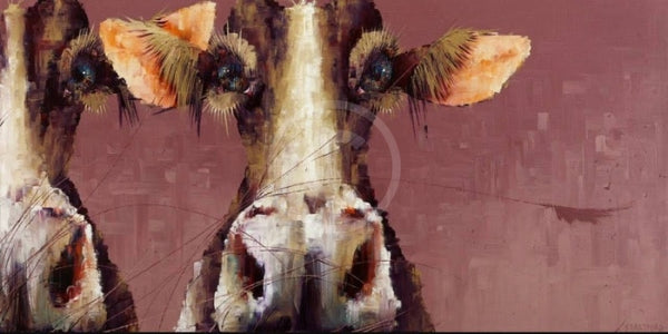 The Coworkers, quirky cow print by Amanda Stratford 