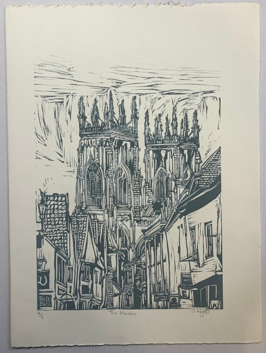 The Minster; linocut print by Shaun Wyatt