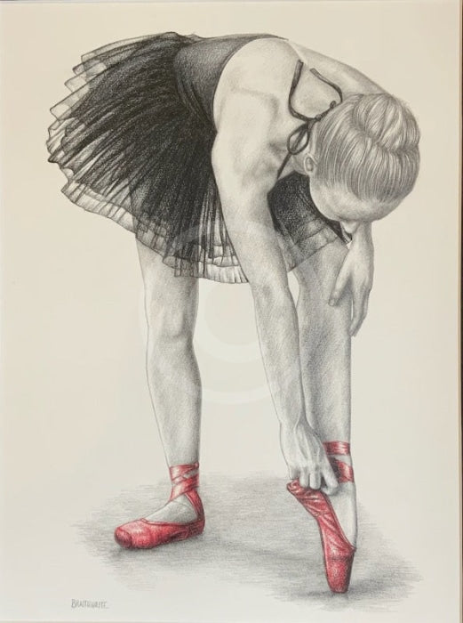 The Red Shoes I-  Original Drawing by Mark Braithwaite - Ballet Dancer Drawing