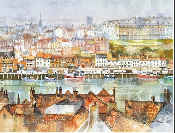 Whitby, Towards The Magpie Cafe, print by John Sibson 