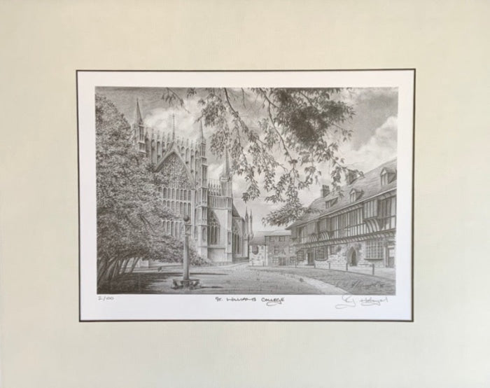 St William’s College black and white print of York by R.J. Holrord